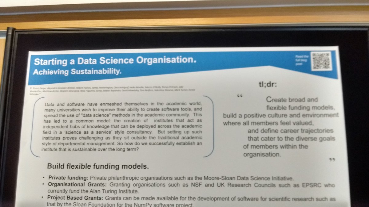 IainBethune's tweet photo. Yes, a poster with a #tldr section! Thanks @jamespjh 🙂 #WIIRSC18 https://t.co/AGK3KdfBAc