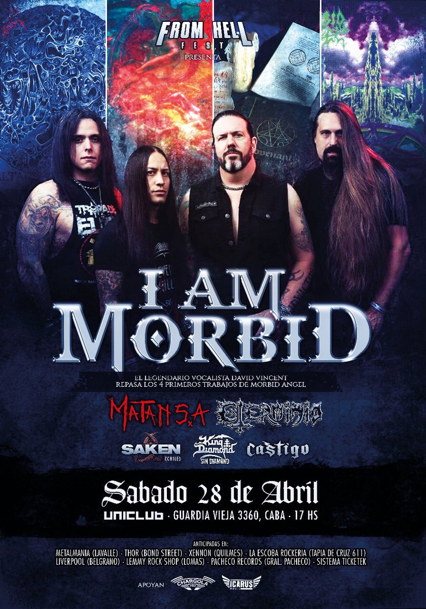 David Vincent (@the_dvincent) on Twitter photo #Argentina <a href="/IAMMORBIDBand/">I AM MORBID</a> last 2 shows of #SudAmericanTour in #Neuquen on April 26 & #BuenosAires on April 28. <a href="/TimYeung666/">Tim Yeung</a> <a href="/billhudsongtr/">Bill Hudson</a> <a href="/irablack/">IRA BLACK</a> #IAmMorbid <a href="/ChargolaPro/">Chargola Pro.</a> #StayMorbid #DavidVincent #Argentina <a href="/IAMMORBIDBand/">I AM MORBID</a> last 2 shows of #SudAmericanTour in #Neuquen on April 26 & #BuenosAires on April 28. <a href="/TimYeung666/">Tim Yeung</a> <a href="/billhudsongtr/">Bill Hudson</a> <a href="/irablack/">IRA BLACK</a> #IAmMorbid <a href="/ChargolaPro/">Chargola Pro.</a> #StayMorbid #DavidVincent