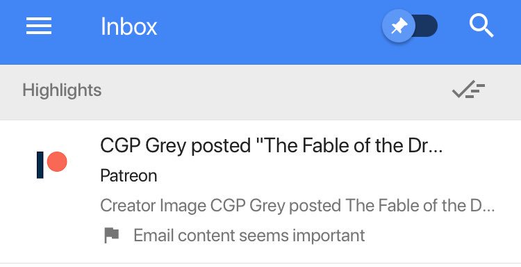 Gingerproof's tweet photo. @cgpgrey It’s ok, Inbox understands. Email was important https://t.co/2iI7l4ZIAc
