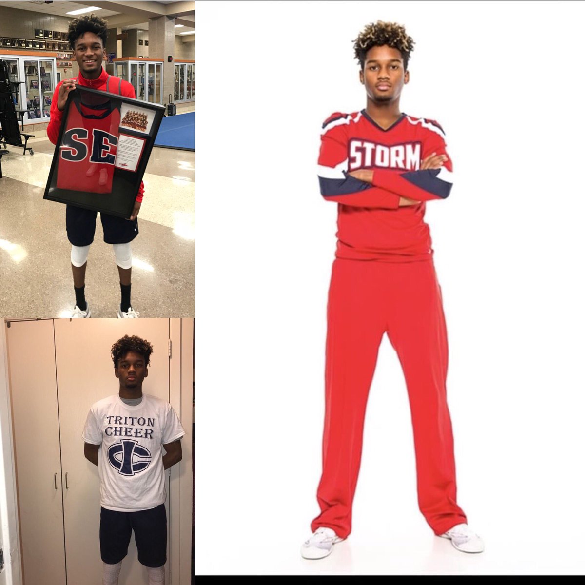 Tritonscheer's tweet photo. Please Welcome King Thomas from South Elgin HS, ILL to the Triton Cheer Family #Tritons #ICcheer #HonorableMentionAllConference #IHSAStateCoedQualifier https://t.co/CNST6vieMB