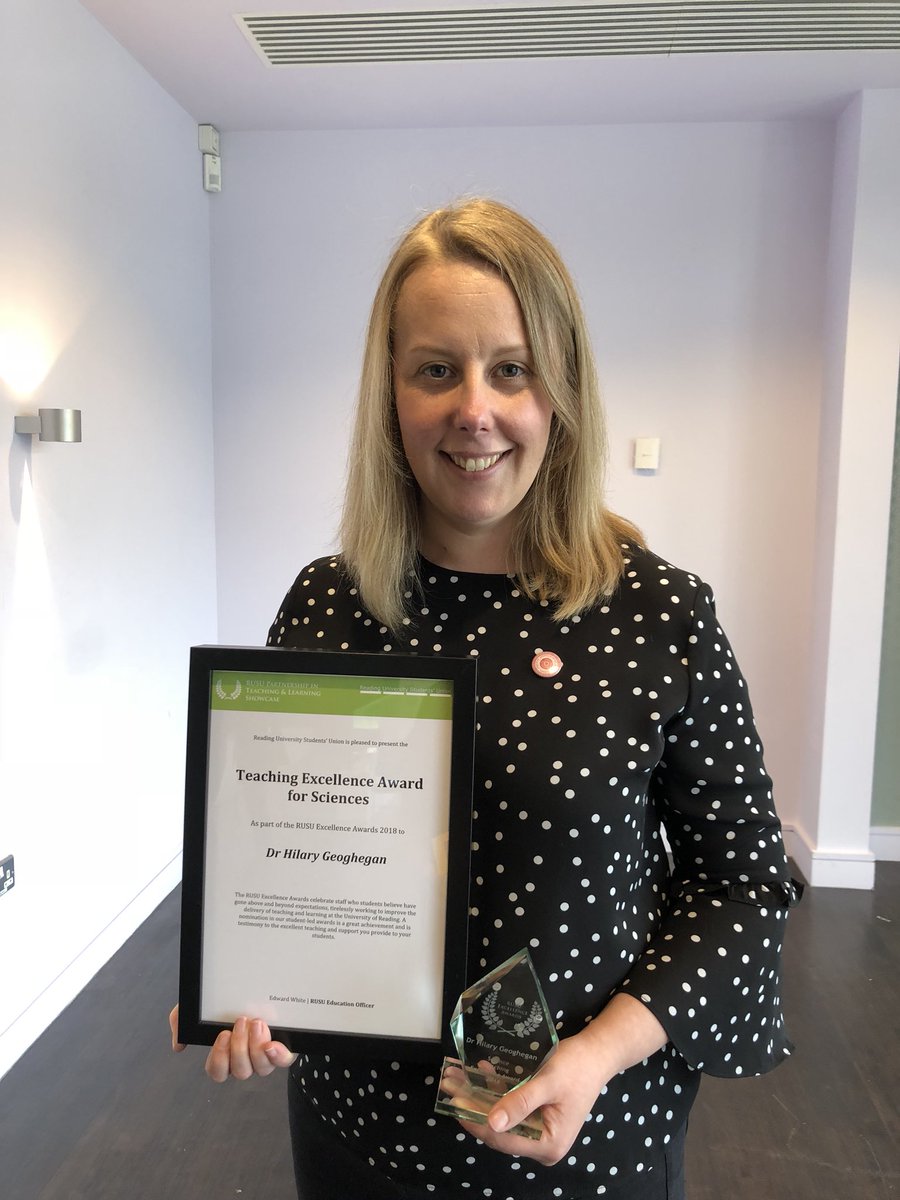 GeogSoc_RU's tweet photo. Congratulations to Dr Hilary Geoghegan for winning the Science Teaching Excellence award! 🌏 It’s been an honour to present. You’ve shown the GV3ENT cohort the purpose and power geography holds on our lives. From horses to Sylvanian families. Thank you #stayenthusiastic #tunnocks https://t.co/zF1cvRMTgz