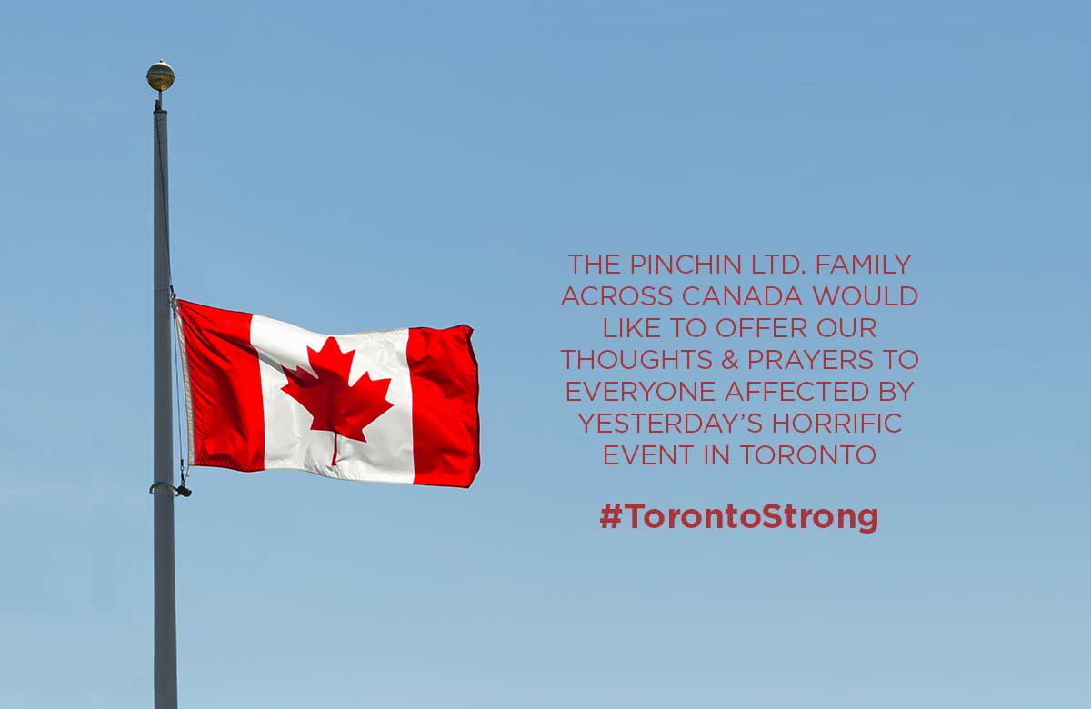 On behalf of the entire Pinchin Ltd. family across Canada, we offer our thoughts and prayers to everyone affected by yesterday’s horrific event.  

#Toronto #TorontoStrong #Torontothegood