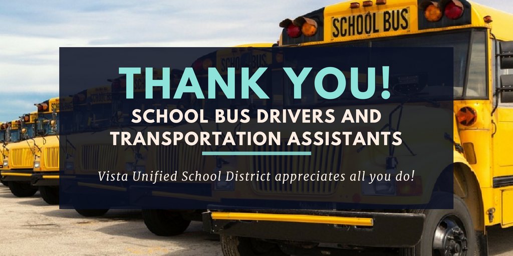Today is School Bus Driver Appreciation Day! Thank you to our Bus Drivers and Transportation Assistants for getting students to and from school safely every day! #schoolbusdrivers #transportationassistants #thankyou #VUSD #wave