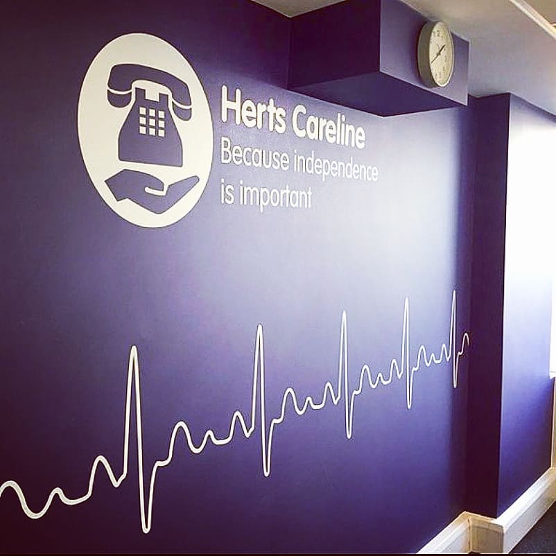 CharactersSigns's tweet photo. Work carried out for Herts Careline  newly refurbished offices. To include one-way privacy film window graphic and wall graphics. https://t.co/tFPARmvGws