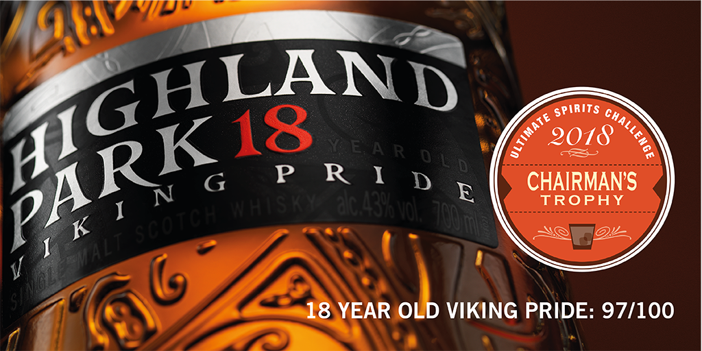 HighlandPark's tweet photo. Highland Park 18YO receives a 97/100 Extraordinary, Ultimate Recommendation and the Chairman's Trophy in the 2018 Spirits Challenge. Find out more about this Whisky:   https://t.co/NGJCp4ljmD https://t.co/x9R2TGqS5X