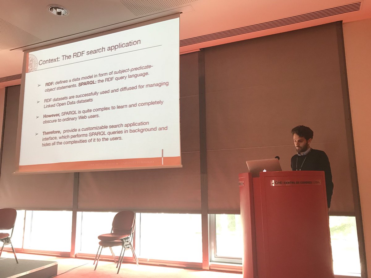 savesdworkshop's tweet photo. Ivan Heibi presents “OSCAR: A customisable tool for free-text search over SPARQL endpoints” at #savesd2018 - https://t.co/hrDU4AgjVm #TheWebConf https://t.co/LraBcpn38c
