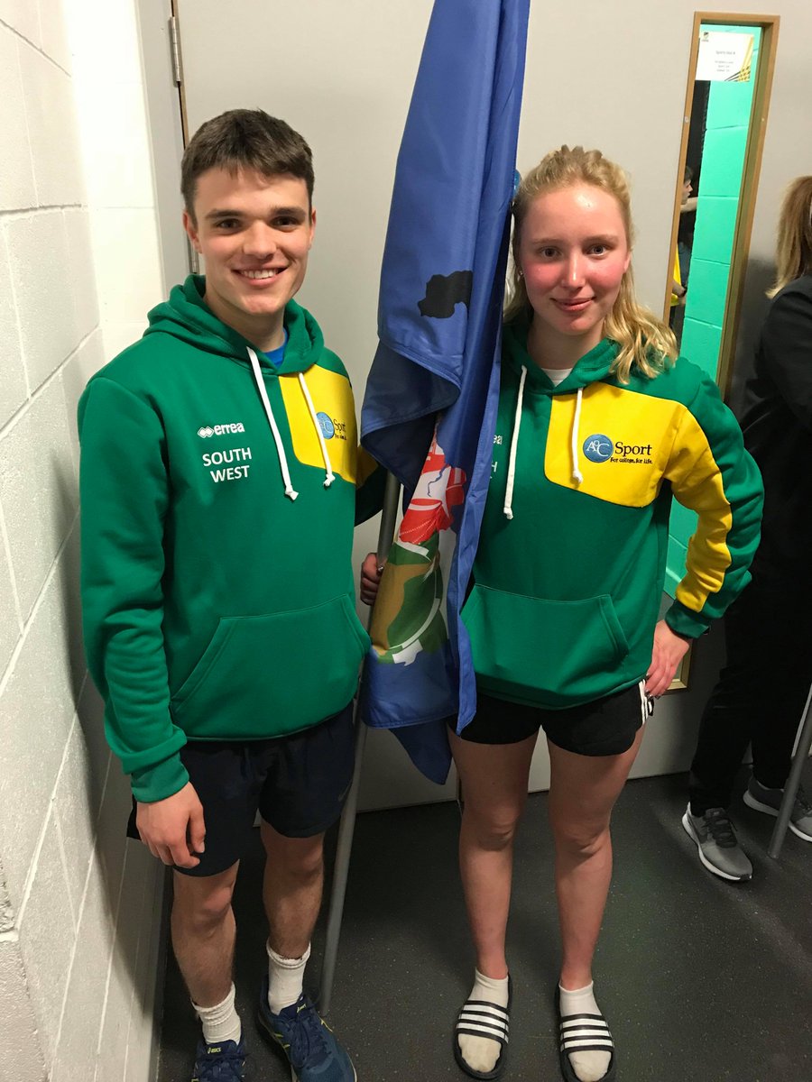 StrodeSport's tweet photo. @StrodeCollege student Caitlin Carnegie proudly ready to carry the flag for #TeamSouthWest at the #AoCChamps last weekend. Go Caitlin! https://t.co/bM9hEjZhbW