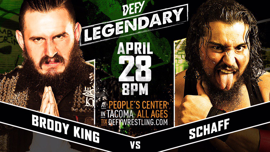 mattfarmer93's tweet photo. Only 5 days away TACOMA #DEFYLegendary! All Ages show, so grab some kids and bring them out. #WWELegend @TheRealXPac will be in the house. Plus the HUGE rematch @Brodyxking vs @SCHAFF_pw tix: https://t.co/CiXBruBT0b https://t.co/SalCaAIZTP