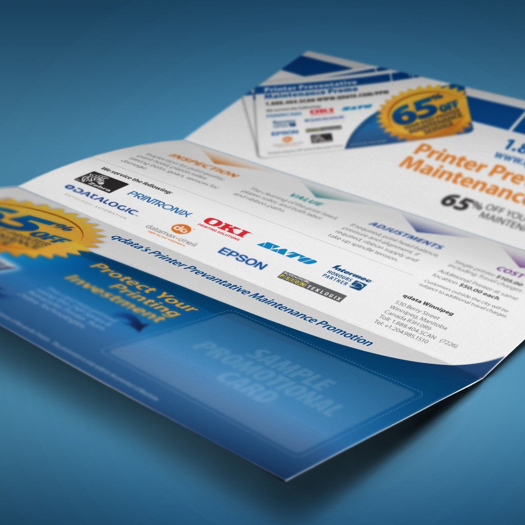 _designdevelop_'s tweet photo. Trifold brochure for a QData promotional push. It included a credit card sized discount card that was glued in along the bottom using a low-tac adhesive. 

#printdesign #print #design #trifoldbrochure #collateral #brochuredesign https://t.co/16DoVLQ9WX