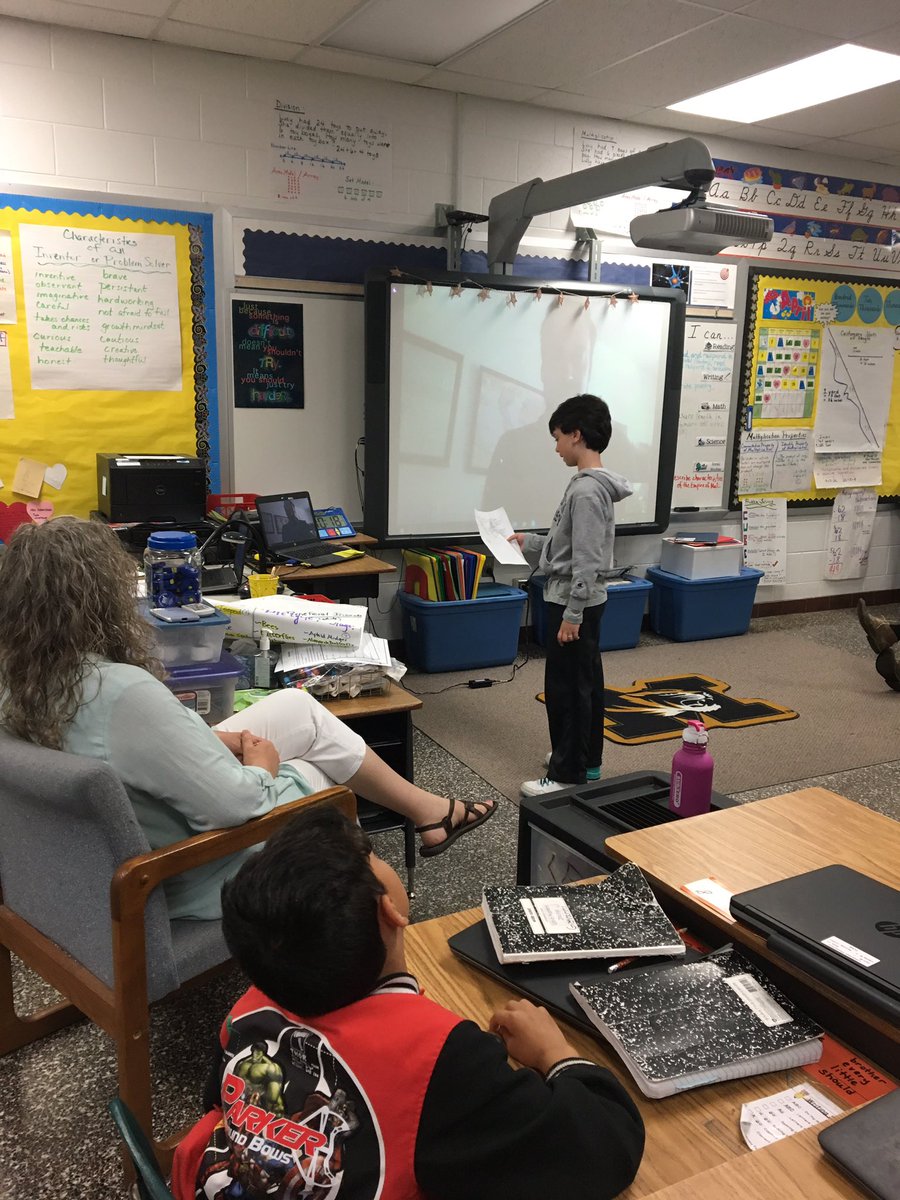 Landstown_ES's tweet image. Third grade students in Mrs. Haberdash's class with Mrs. Cabotaje are presenting via Skype how to help the farmers with insects in Haiti through New Earth Farms in Pungo. They have created protypes to demonstrate for possible final products. #wearevbschools #vbits