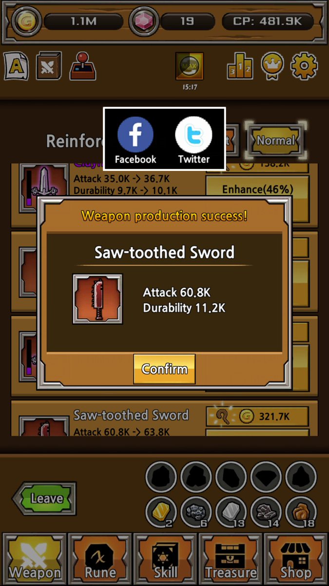 Blade Crafter : Successfully crafted Saw-toothed Sword! 
#bladecrafter
goo.gl/JcnyUP