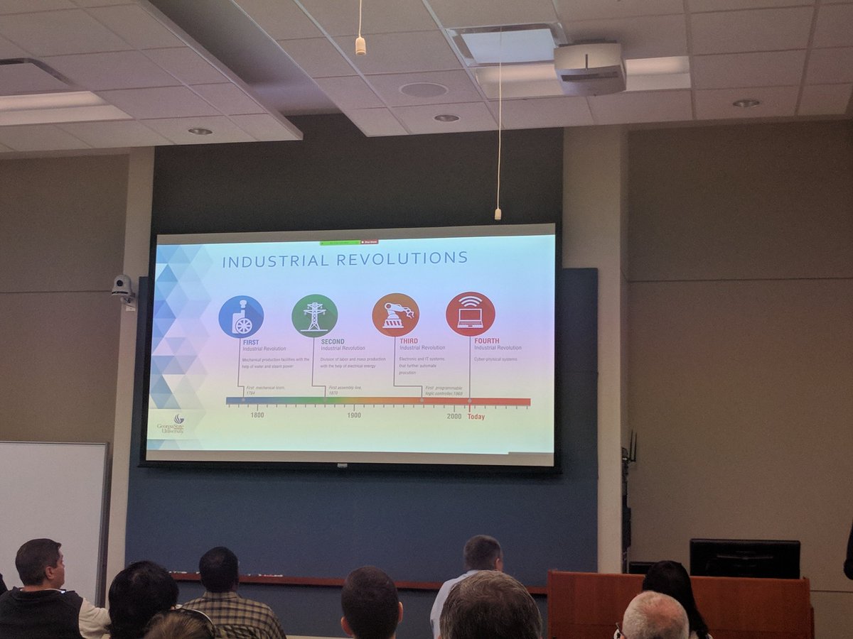 AuburnOIT's tweet photo. Phil Ventimiglia, Chief Innovation Officer at @GeorgiaStateU is giving our #AUTechTalks keynote address talking about the 4th industrial revolution. Interested? Go to https://t.co/2fNMnofXLV to find out more! https://t.co/QnGYO0IzcM https://t.co/gbRQDgpvPx
