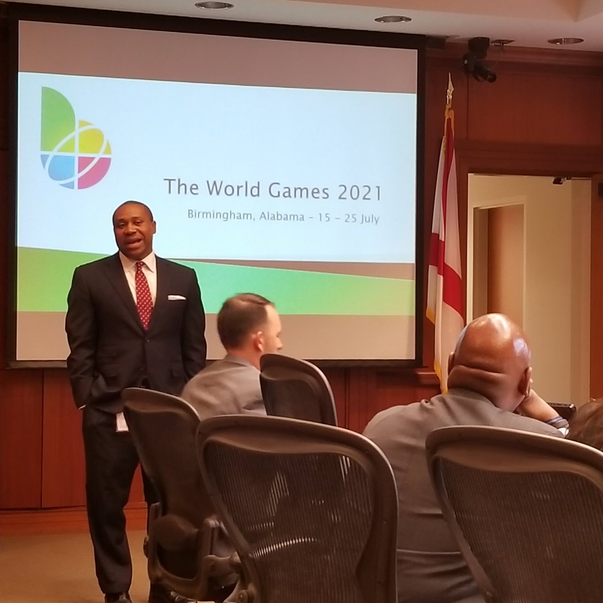 HAPPENING NOW: Jonathan Porter and DJ Mackovets of @TWG2021BHM present to the #JeffCo Commission on 2021 World Games - the first US hosted games in 40 years. We're looking forward to showcasing the county to guests from over 100 countries.