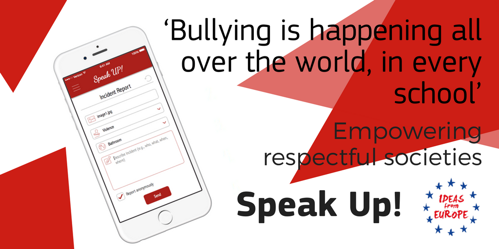 Speak Up! is giving children the opportunity to report 📢 bullying, discrimination and harassment in schools to help protect them. #IFEfinals18 #ideasfromEU