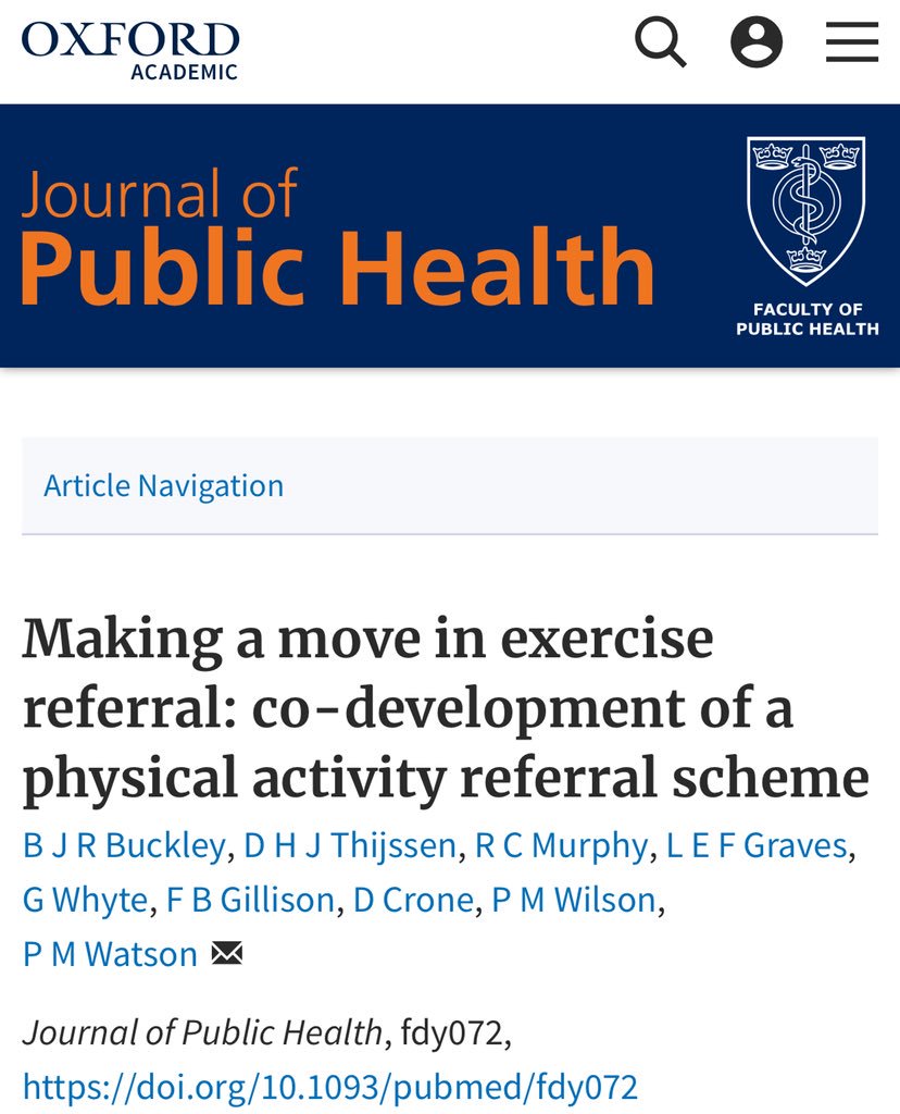 BuckleyBenjamin's tweet image. First PhD publication:
Researchers need to work WITH local stakeholders (commisioners, patients etc.) to produce more impactful research!
#PhysicalActivity #CoDevelopment
*Updated link: academic.oup.com/jpubhealth/adv…