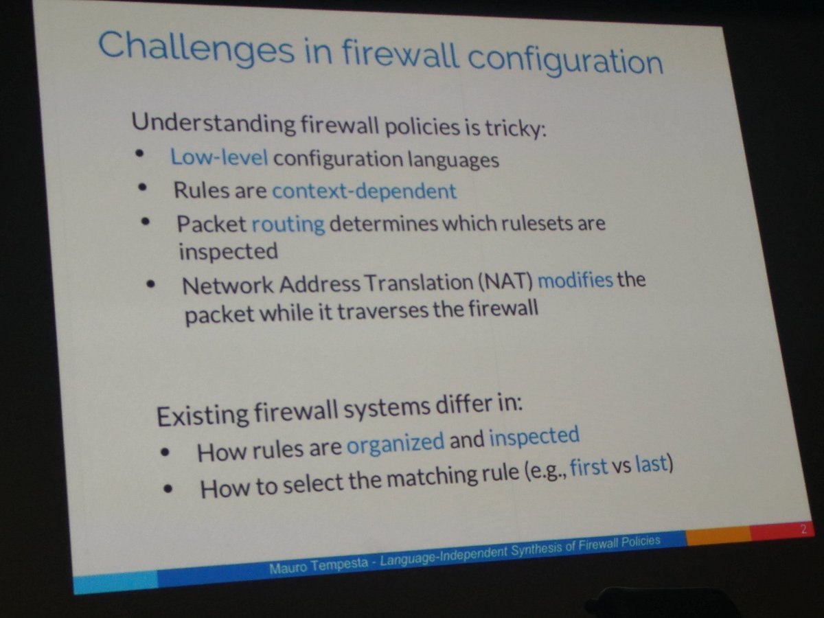 kaniea's tweet photo. Learning about creating easier to use firewall rules. #EuroSP18 #Ieeesp18 https://t.co/v8BKaqTHBY