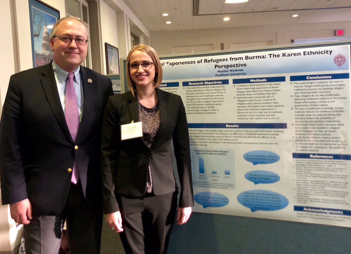 FordhamNYC's tweet photo. Last week, Natalie Wodniak (FCRH ’18) presented her findings on the medical experiences of Burmese refugees in the U.S. at Posters on the Hill 2018. (Pictured here with @RepDavidYoung.)
Read about Natalie's research: https://t.co/Y2hs2hS9ll
@Natwods #POTH2018 #jesuiteducated https://t.co/O3XdYoCbzQ