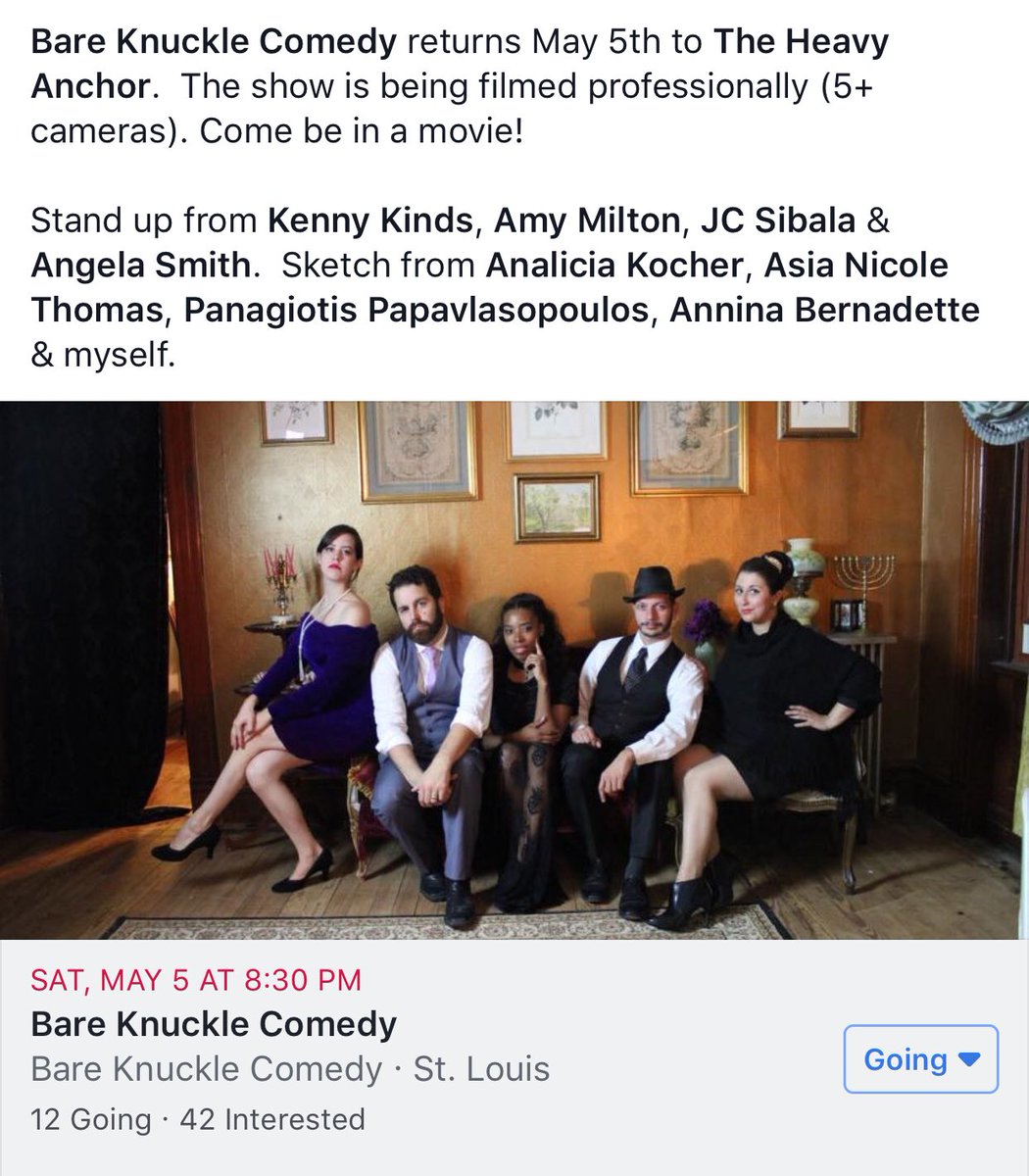 heychrischin's tweet photo. BKC is back May 5th at @theheavyanchor! #stlcomedy #standupcomedy #sketchcomedy #bareknucklecomedy https://t.co/VORKAR7pN4