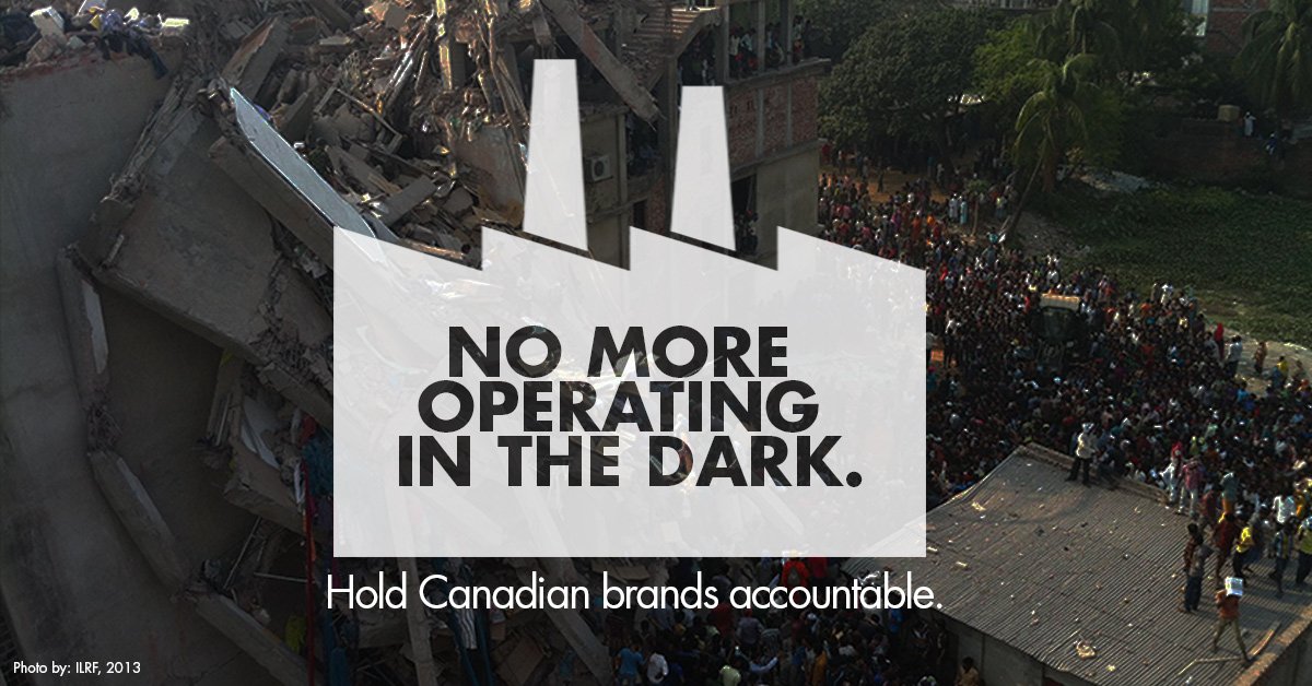 Last year, we asked <a href="/MarksCanada/">Mark's</a>, FGL Sports &amp; <a href="/CanadianTire/">Canadian Tire</a> if factories in Bangladesh have been made safe &amp; if worker rights are respected. They didn’t respond.

On the 5th anniv. of the Rana Plaza collapse, we're asking them again. Join us &amp; send a msg: usw.ca/april24