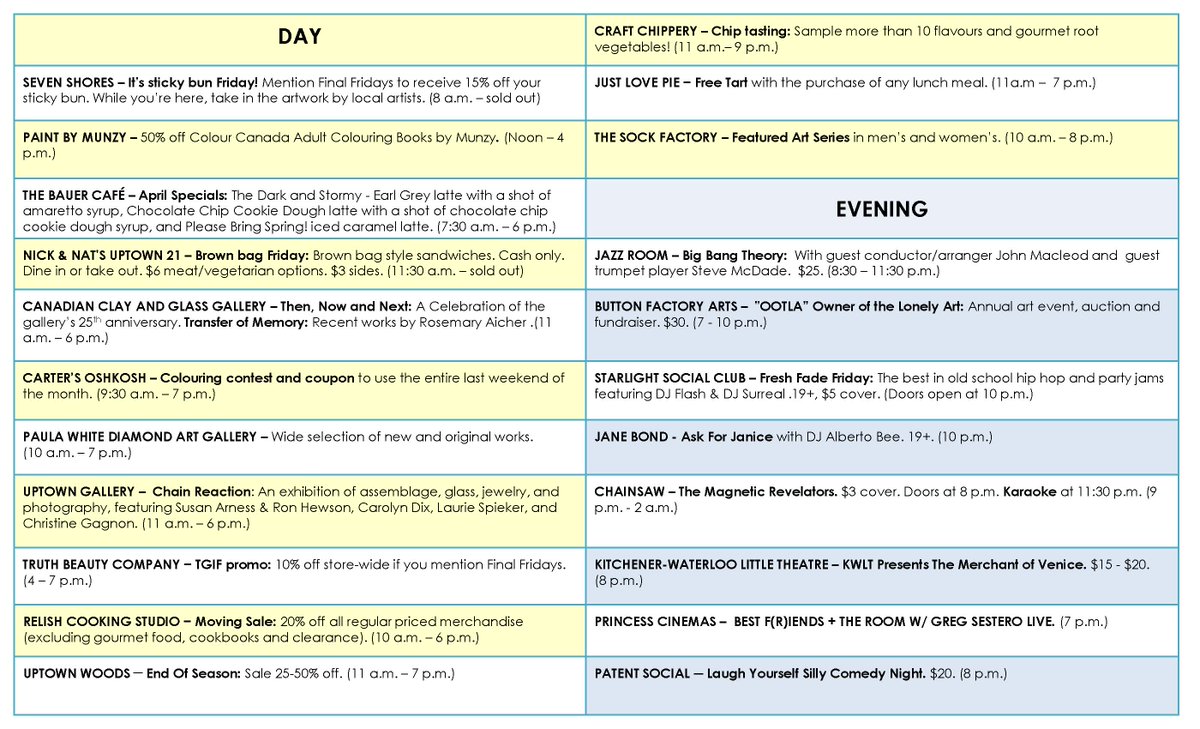 GOOD NEWS x2: Warmer weather is here + #finalfridays is this week! Explore #art #culture #cuisine <a href="/UpTownWaterloo/">Uptown Waterloo</a> April 27 bit.ly/1iWVY8R
