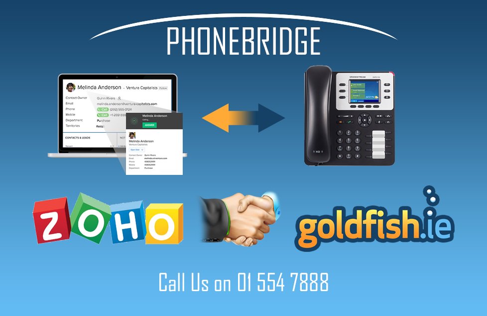 goldfishtelecom's tweet photo. Calling all ZOHO customers! Integrate your CRM and your phone system with Goldfish's ZOHO Phonebridge. Make and receive all your calls from within your ZOHO CRM dashboard. Call us on 015447888 for details.

https://t.co/WzCigOPw3T…/…/ZOHO-CRM-Phonebridge.aspx https://t.co/9FD3ttSl6a