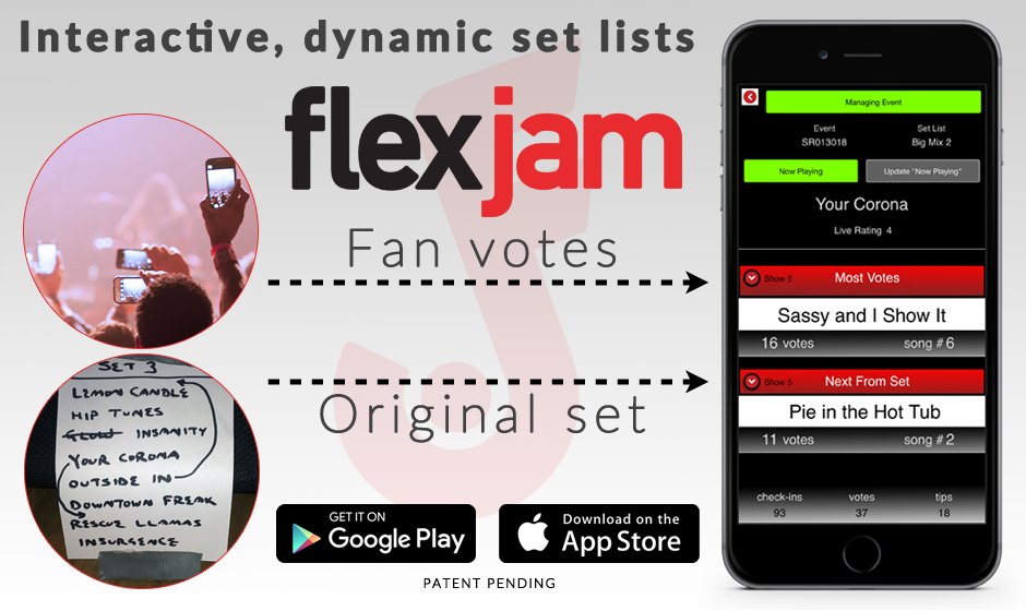 FlexJamApps's tweet photo. Interactive, dynamic sets lists. Learn more at https://t.co/m8IP2k1fRm https://t.co/uNj2IYY5YX