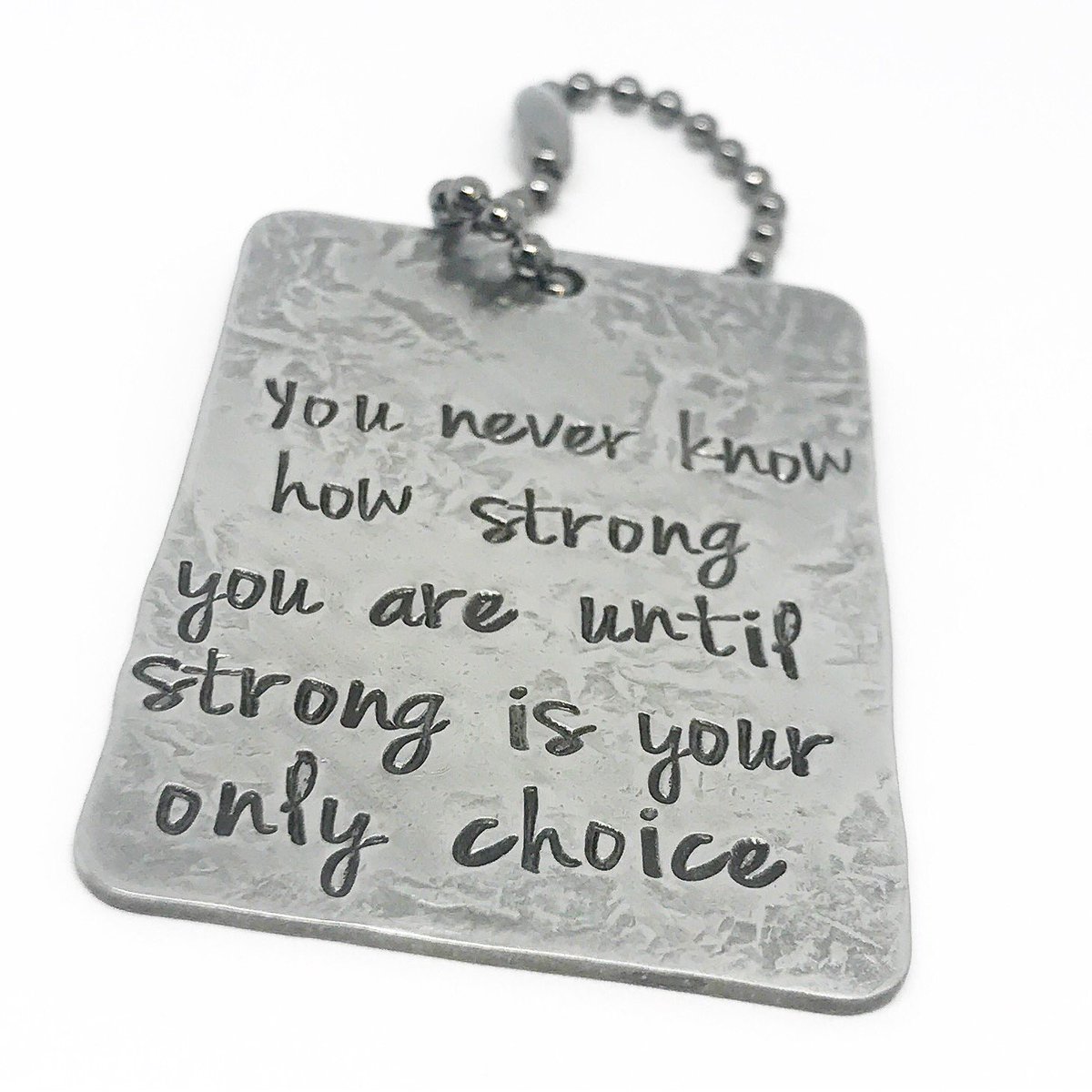 JPNinestyles's tweet photo. When you face difficult times, know that challenges are not sent to destroy you. They're sent to promote, increase and strengthen you. 

#strength #courage #hardtimes #determined #will #promote #increase #ninestyles #handstamped #stainlesssteel #keychain https://t.co/yq9YBB8HEF