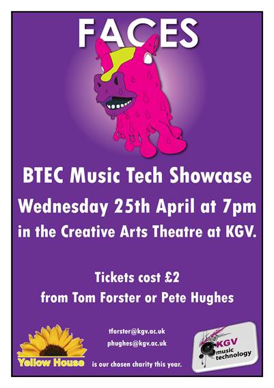 kgvsixthform's tweet photo. The Music Tech Showcase is on tomorrow at 7pm! Enjoy an evening listening to original songs and live music for just £2.00. Contact Tom Forster tforster@kgv.ac.uk to book your tickets now! #musicshowcase https://t.co/8JiPW5bK0t