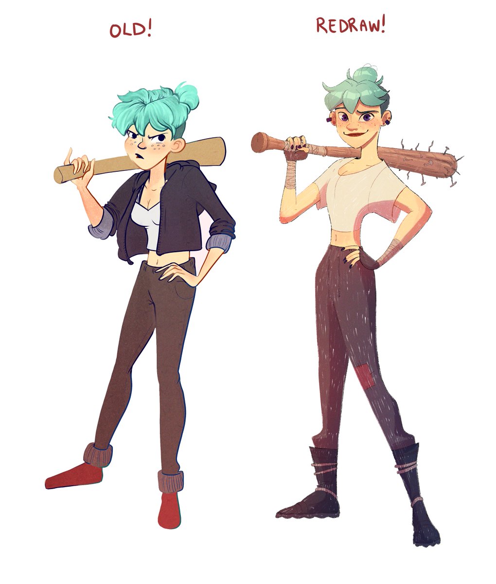 toriisu's tweet photo. A redraw from a character design I made in first year! Its crazy to see the improvement side by side like this https://t.co/pbigzFOboP