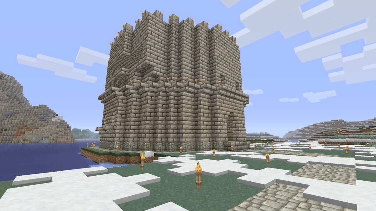 新生テラ マイクラ再開からの建築物10 よくあるゴーレムトラップ 寒冷地に作ってしまったばかりに 水流が氷るのでグロウストーンで溶かすはめに しかも雪のせいでいっそう村人達の景観が過酷なものに まさに網走監獄 マイクラ T Co Jpebujjdc3