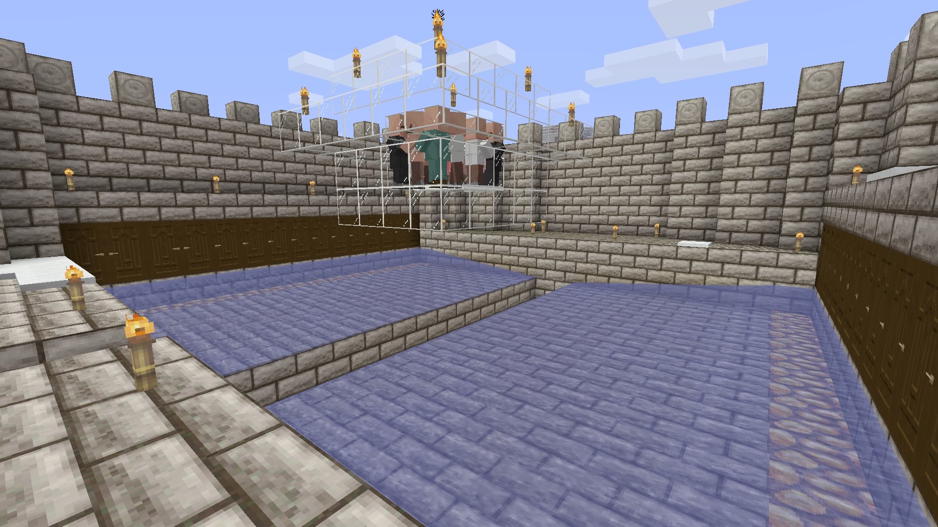 新生テラ マイクラ再開からの建築物10 よくあるゴーレムトラップ 寒冷地に作ってしまったばかりに 水流が氷るのでグロウストーンで溶かすはめに しかも雪のせいでいっそう村人達の景観が過酷なものに まさに網走監獄 マイクラ T Co Jpebujjdc3