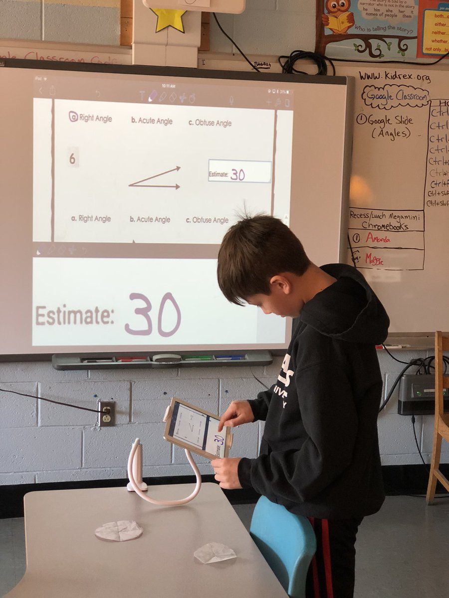 TeacherTizzard's tweet photo. Demonstrating our angle discoveries with our wax paper protractors. #studentmodeling @NotabilityApp @AppleTV #iPad #Math #sjbgrade6 @sjboscoschool @NLESDCA #tesic @nlta_mssic @nltatesic https://t.co/EvxHvRrfoR