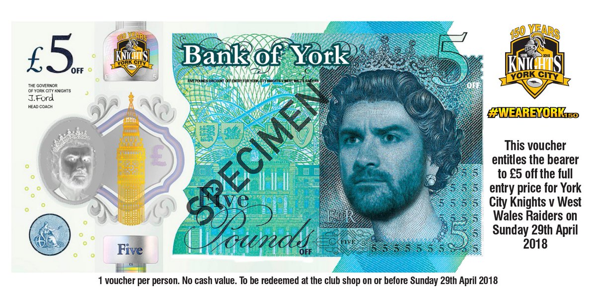NEXT UP!

📅 Sunday, 29th April, 3pm
📍 Bootham Crescent
👊🏻 <a href="/WWRaidersRL/">West Wales Raiders</a> 
🏆 <a href="/Betfred/">Betfred</a> League 1 Round Eight

🎫 Show us your #FordyFiver for a £5 discount!

⚔️ #WeAreYork150