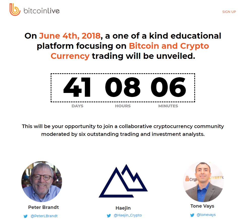Haejin_Crypto's tweet photo. BIG ANNOUNCEMENT:  Excited to partner with Tone Vays, Peter Brandt, CtheLightTrading, BigCheds &amp; Bob Loukas in setting up the Bitcoin Live platform for Crypto analysis &amp; education! Launch date is June 4th! Join the Short List for Founding Memberships:
https://t.co/jZKapBYoR1 https://t.co/yV9XS0N8Mi