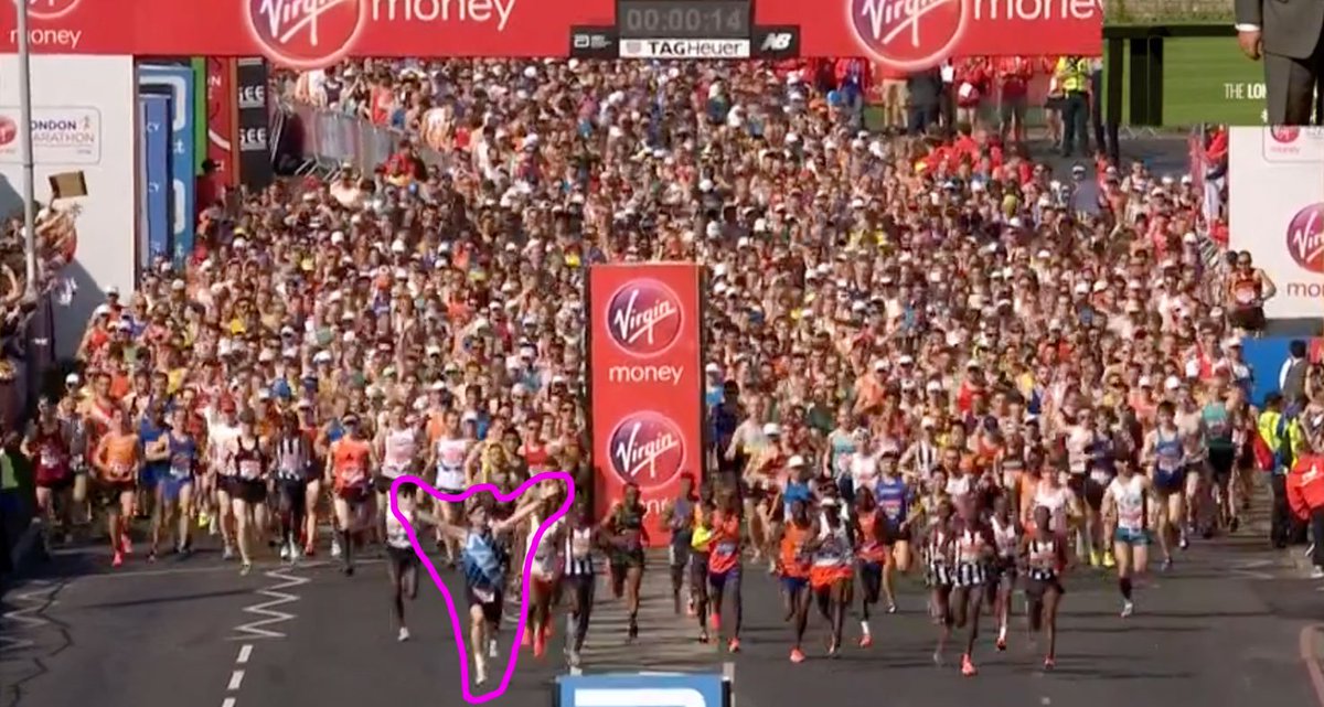 SamRunsLDN's tweet image. Everyone on the champs start at London wants to do one thing. This hero did it. #SpiritofLondon