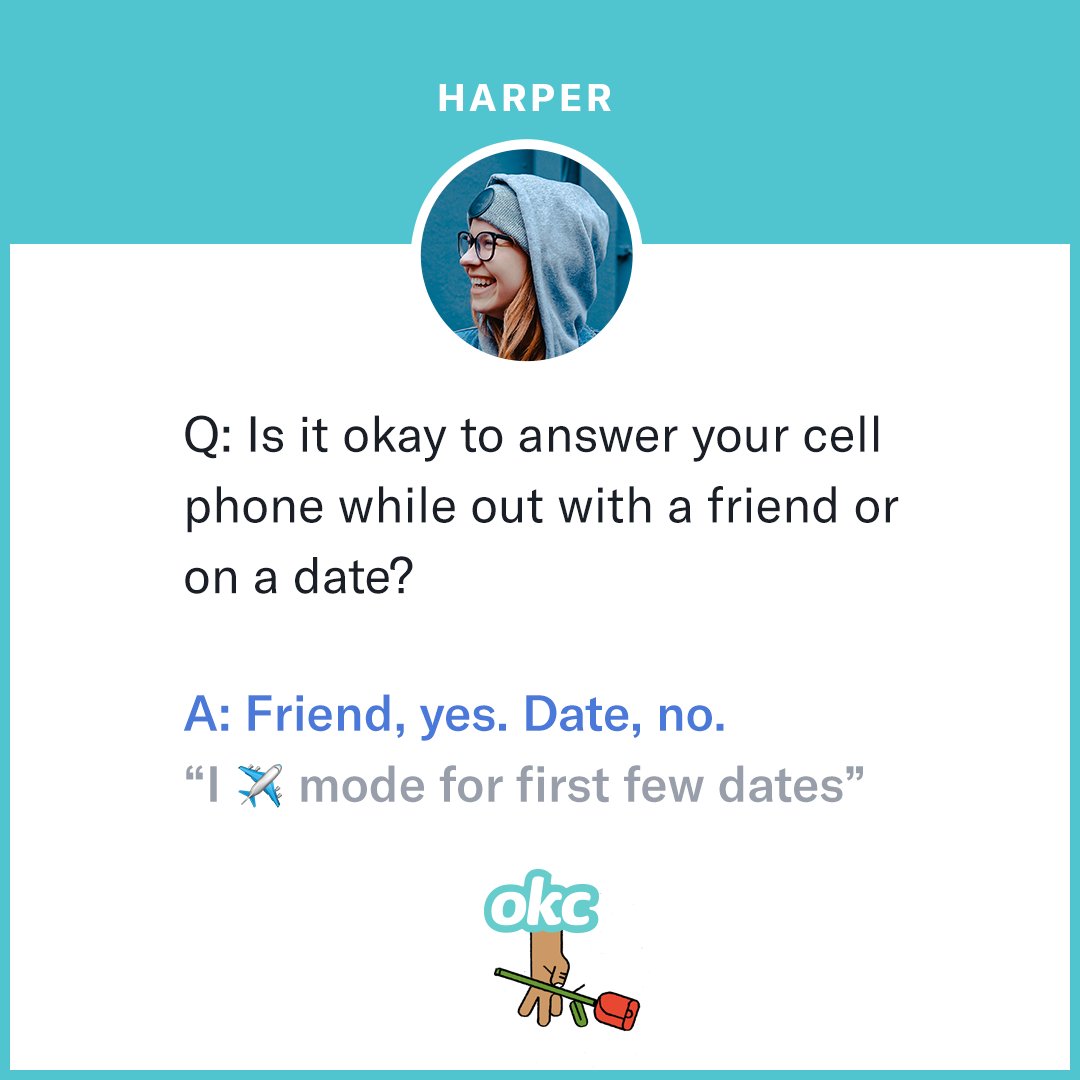 okcupid's tweet photo. Airplane mode. A courtesy to your airline, and your date. #okcupid #dating #datetip https://t.co/6AfpO9CD7o