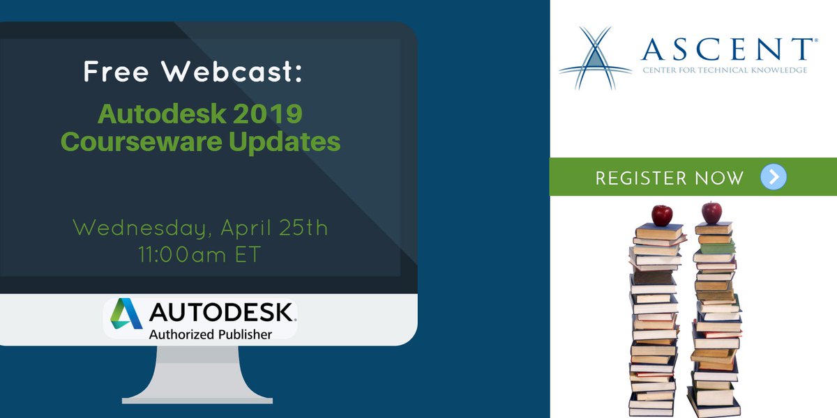 ASCENT_CTK's tweet photo. If you're using software from @autodesk you won't want to miss our webcast tomorrow that takes a look at the new courseware available for users of #AutoCAD, #Inventor, #Civil3D, #Revit and more in Version 2019. Register Here: https://t.co/LQXahFr6Mx #LearningGuides #eBooks https://t.co/YWuiHCSZ9K