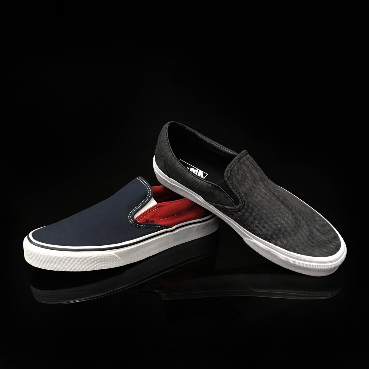 color block vans slip ons