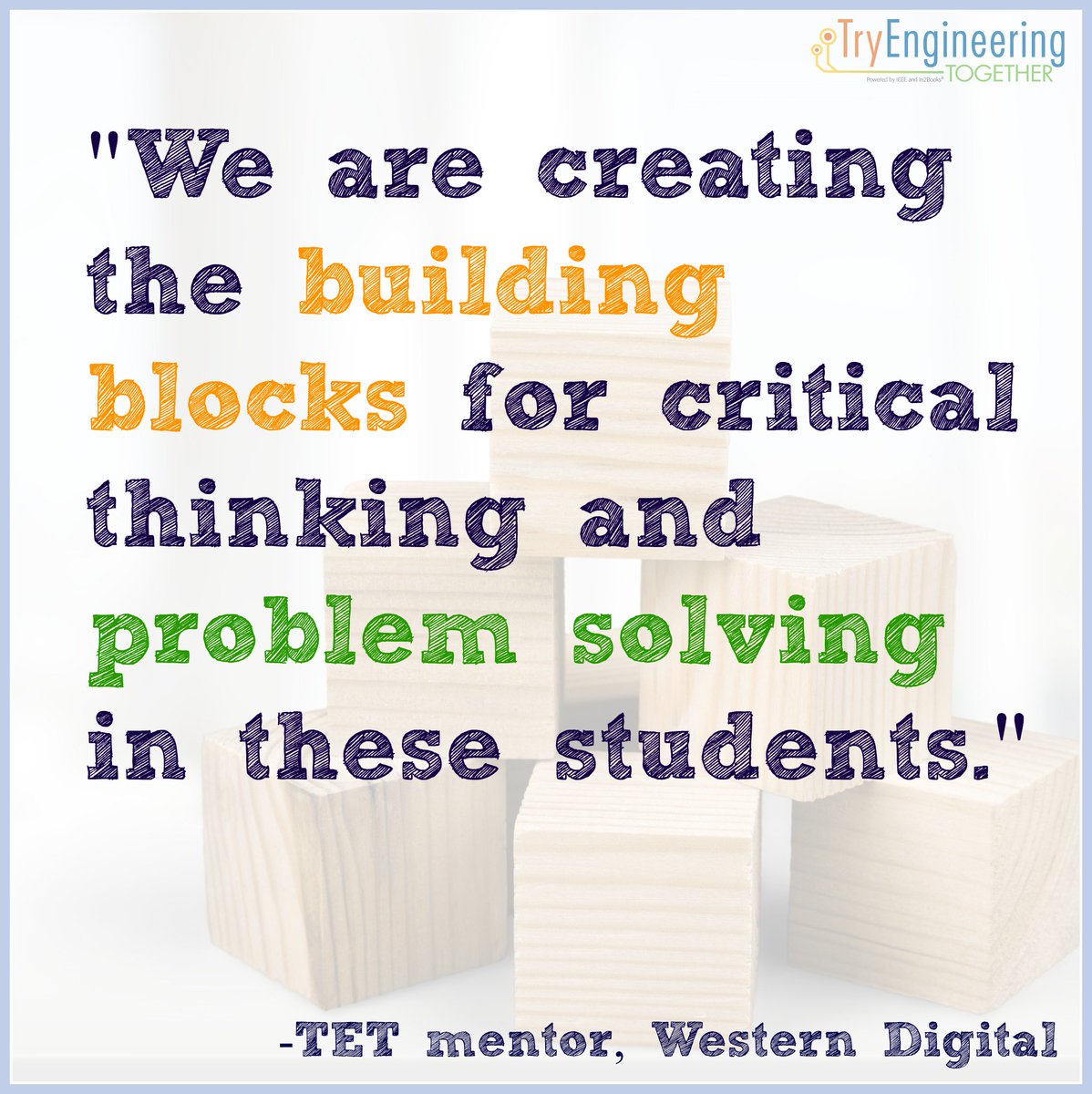 CricketMediaInc's tweet image. It is more crucial than ever for the next generation of #innovators to learn #STEM skills. Our digital mentoring program, #TryEngineeringTogether, matches students 1:1 with adult mentors to help #engineering skills soar. Learn more at TryEngineeringTogether.com! @westerndigital