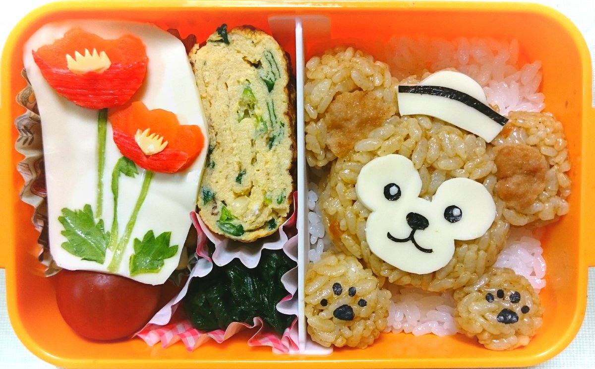 しいこ Pa Twitter 今日のお弁当は ディズニーのダッフィーです ディズニー ダッフィー ポピー キャラ弁