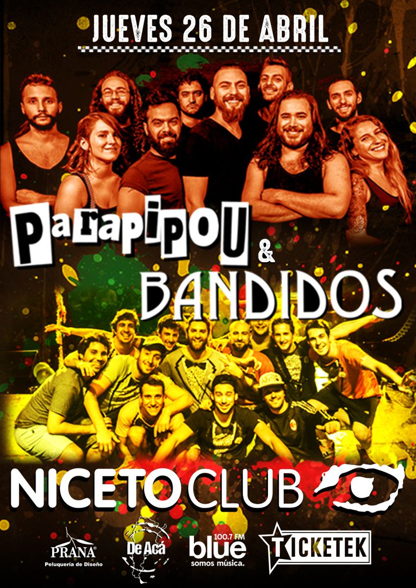 Ultimas entradas anticipadas para este fiestón! Parapipou y @bandidoscumbia en <a href="/NicetoClub/">Niceto Club</a>