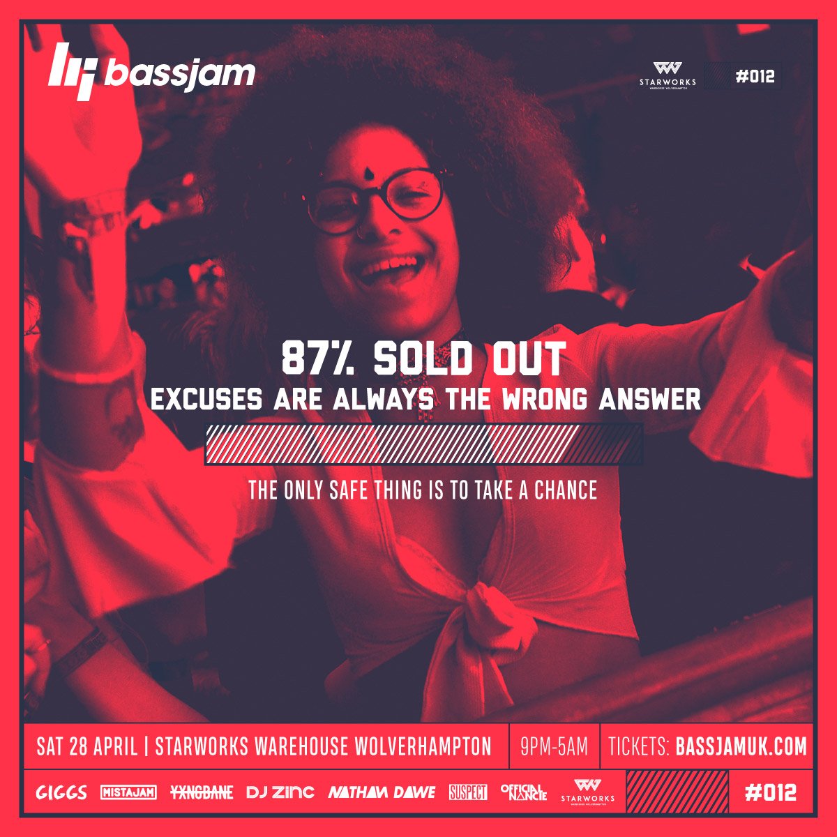 BassJamMidlands's tweet photo. Tickets for #BassJam with #Giggs &amp; #YxngBane are 87% sold out🔥🔥🔥

Don’t miss out on your final chance to cop a ticket for this Saturdays event at #Starworkswarehouse -> https://t.co/ZSDEdSaKCq https://t.co/s1FJGbVVu6