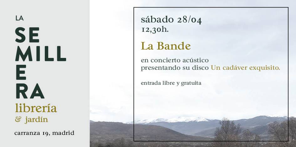Este viernes, como sabéis, estaremos en <a href="/CostelloClubMad/">Costello Club Madrid</a> junto a Los Celos amenizando la cumbiamba de <a href="/ocultalit/">Oculta Lit</a> y presentando nuestro nuevo single. Lo que no sabéis es que el sábado, a eso de las 13:00h, tocaremos en acústico en La Librería La semillera, que tiene un JARDÍN