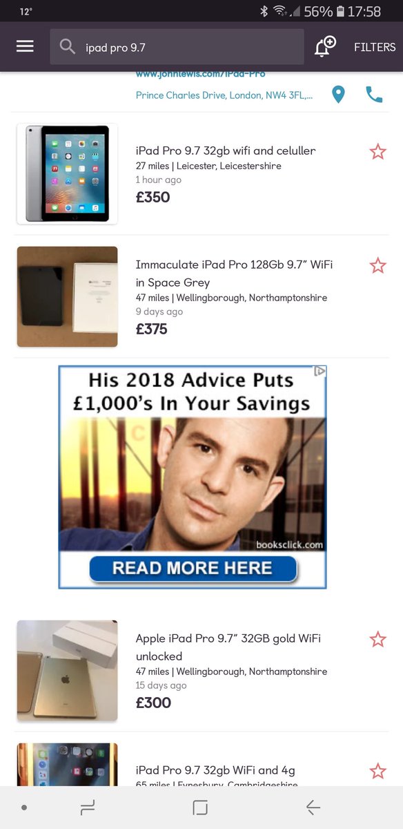 Will6371's tweet photo. @MartinSLewis just looking on Gumtree Martin and came across one of the fake adverts using your image. Good luck with taking on Facebook btw👍 https://t.co/y397pBPfwA