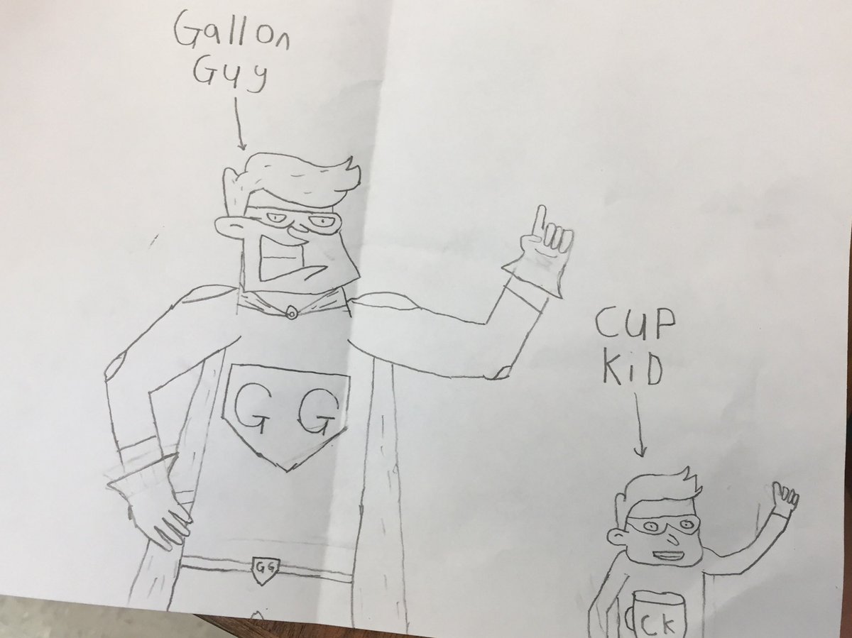 ScollinsHenHud's tweet image. A talented 6th Grader @PVCplacetobe took conversion review to the next level- Cup Kid to the rescue!  #sixthgrademathrocks