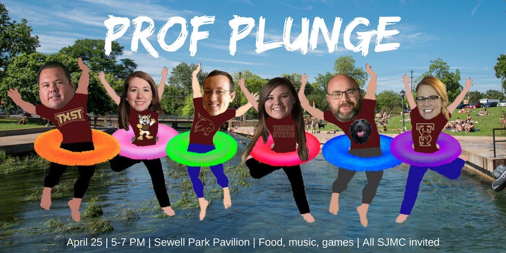 This is what we imagine #ProfPlunge will look like tomorrow 🏊 Buy your tickets in Old Main today from 12-3 to bid on which profs you want to see jump in the river! #TXST #PRSSA