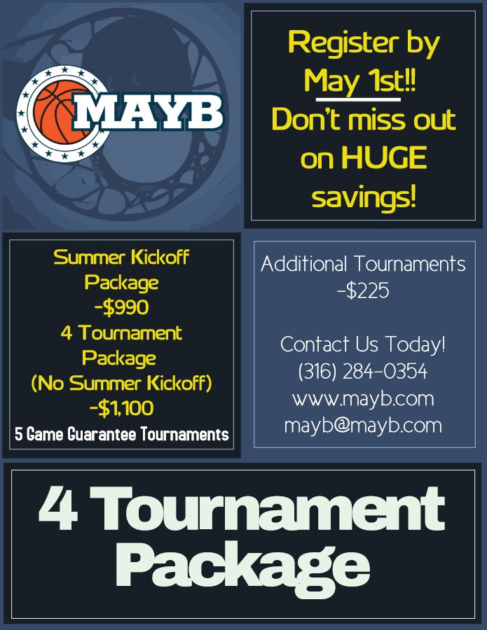 May 1st is almost here! Don't miss HUGE savings on 4 Tournaments! Help us celebrate 25 years! Register NOW! #MAYBBasketball #MAYB #CelebratetheSilver #youthbasketball #basketball #youthsports