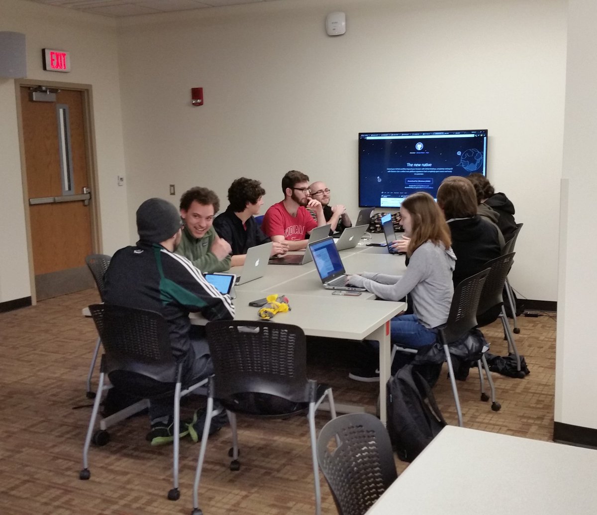 Rollossus_Game's tweet photo. Rollossus devs hard at work before the summer. They're deep in discussion over how we can pivot from our single player high-speed, ball-rolling, action  combat experience, to a 100 ball Battle Royale. https://t.co/g8e8jZOGA2