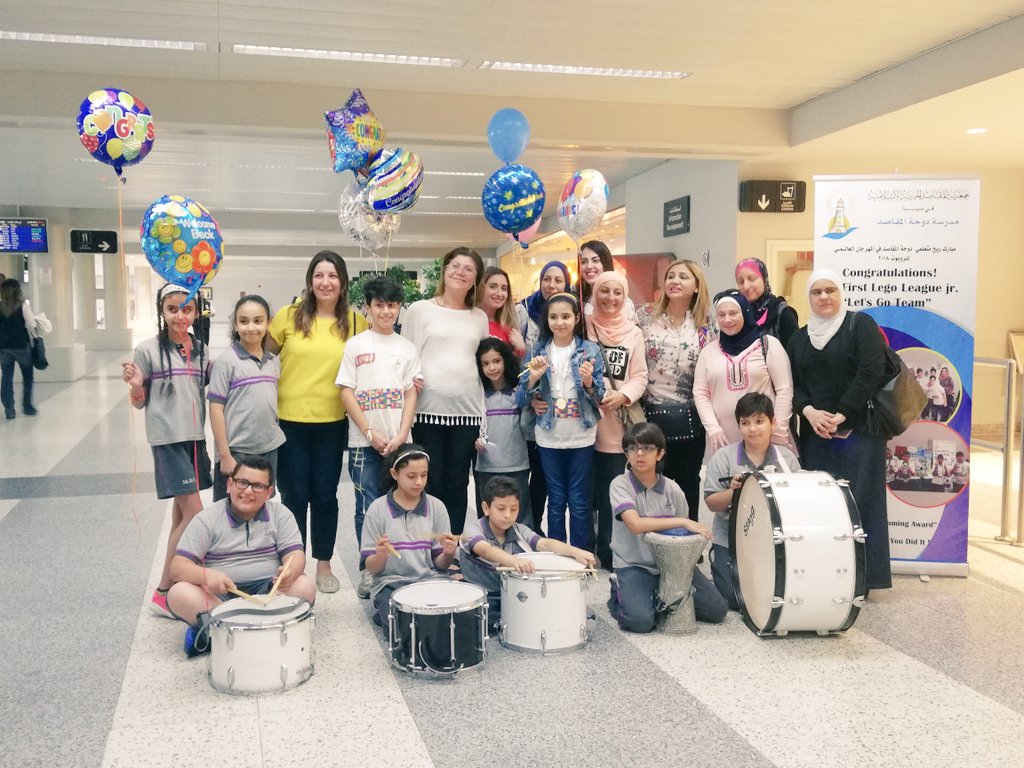 MonaJalaleddine's tweet photo. Filled with pride, our #LetsGo winners arrived in Beirut holding #cooperative_programming_award trophy in their hands and precious unforgettable experience in their minds. @DawhaHighSchool https://t.co/crLWsz4Qc4