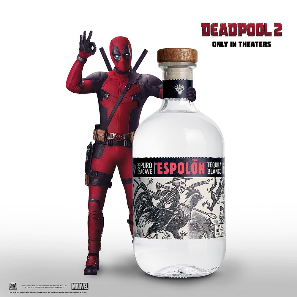 dqueezy's tweet photo. Holy Chimichangas! @EspolonTequila has just hired @DeadpoolMovie as its Creative Director for Culture ‘n Stuff. What could possibly go wrong? #Deadpool #EspolonTequila #CampariRep https://t.co/6J8MGmfoyQ https://t.co/ggfwLTLryr